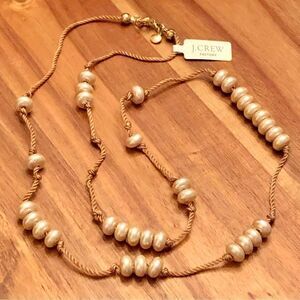 J.Crew | Faux Pearl and Cord Necklace | 35” Length